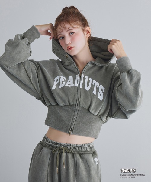 PEANUTSコラボ】セットアップ対応/スヌーピー刺繍入りパーカー