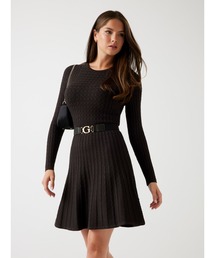 Guess | Long Sleeves Crew Neck Cable Belted Hana Dress ワンピース  (ワンピース)