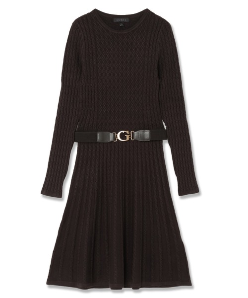 Guess（ゲス）の「Long Sleeves Crew Neck Cable Belted Hana Dress ワンピース  （ワンピース・レディース・ブラウン・SMALL/X-SMALL/MEDIUM/LARGE）」の5枚目の写真