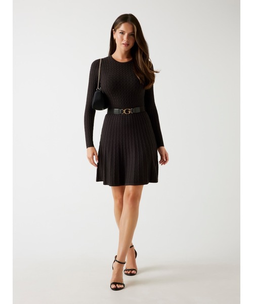 Guess（ゲス）の「Long Sleeves Crew Neck Cable Belted Hana Dress ワンピース  （ワンピース・レディース・ブラウン・SMALL/X-SMALL/MEDIUM/LARGE）」の4枚目の写真