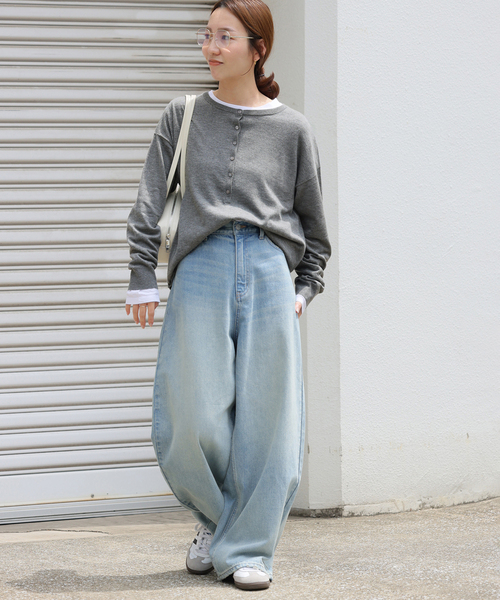 追加》［2枚セット］3WAYレイヤードヘンリープルオーバー（ニット