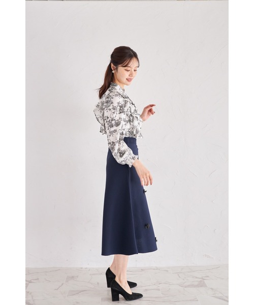 tocco closet(トッコ クローゼット)の「【ZOZO限定】立体フラワー装飾ニットフレアスカート(スカート・レディース・ネイビー/ブラック・M)」の12枚目の写真