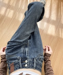 ハイウエスト デニムパンツ ダブルボタン
