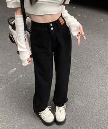 ハイウエスト デニムパンツ ダブルボタン