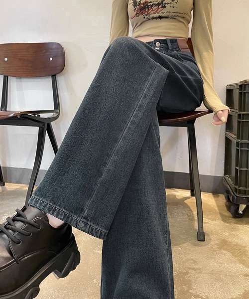 Miniministore(ミニミニストア)の「ハイウエスト デニムパンツ ダブルボタン(デニムパンツ・レディース・ブルー/ブラック/ブルーグレー/サックスブルー・XL/M/L/S)」の13枚目の写真