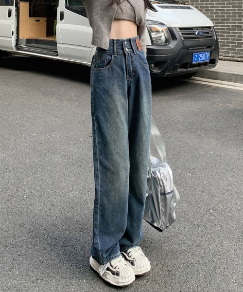 Miniministore(ミニミニストア)の「ハイウエスト デニムパンツ ダブルボタン(デニムパンツ・レディース・ブルー/ブラック/ブルーグレー/サックスブルー・XL/M/L/S)」の21枚目の写真