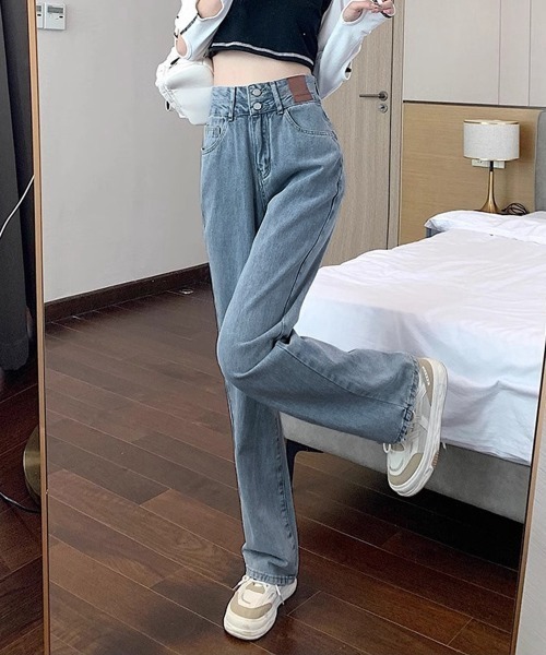 Miniministore(ミニミニストア)の「ハイウエスト デニムパンツ ダブルボタン(デニムパンツ・レディース・ブルー/ブラック/ブルーグレー/サックスブルー・XL/M/L/S)」の7枚目の写真