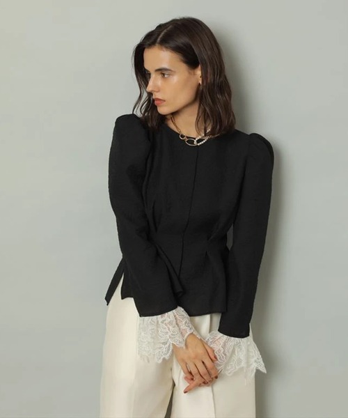 CADUNE（カデュネ）の「袖レースパフブラウス（シャツ/ブラウス・レディース・ホワイト/ブラック・36/38）」の2枚目の写真