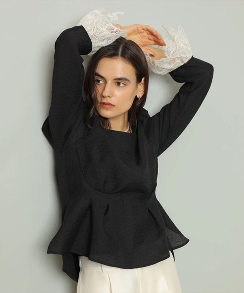 CADUNE（カデュネ）の「袖レースパフブラウス（シャツ/ブラウス・レディース・ホワイト/ブラック・36/38）」の3枚目の写真