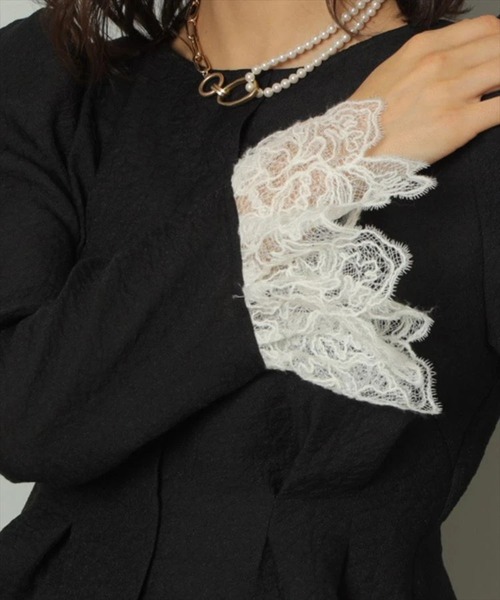 CADUNE（カデュネ）の「袖レースパフブラウス（シャツ/ブラウス・レディース・ホワイト/ブラック・36/38）」の5枚目の写真