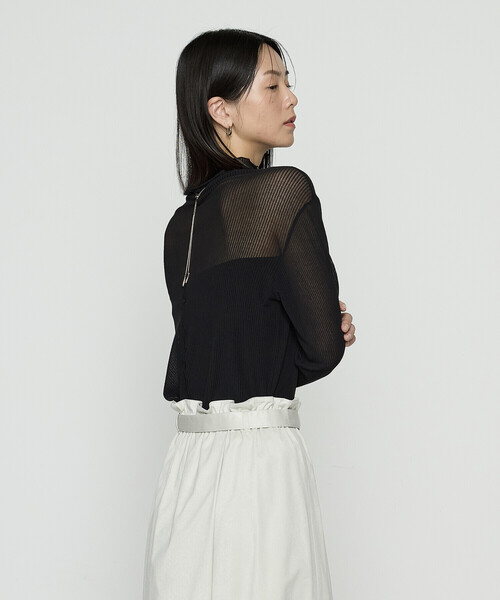 Gabardine K.T(ギャバジンケーティー)の「シアーテレコ スキントップス(Tシャツ/カットソー・レディース・オフホワイト/グレー/ブラック・9号)」の17枚目の写真