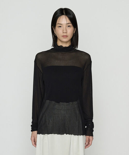 Gabardine K.T(ギャバジンケーティー)の「シアーテレコ スキントップス(Tシャツ/カットソー・レディース・オフホワイト/グレー/ブラック・9号)」の18枚目の写真