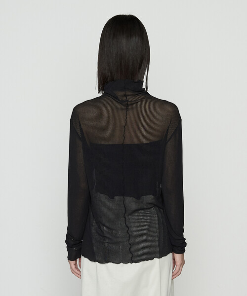 Gabardine K.T(ギャバジンケーティー)の「シアーテレコ スキントップス(Tシャツ/カットソー・レディース・オフホワイト/グレー/ブラック・9号)」の8枚目の写真