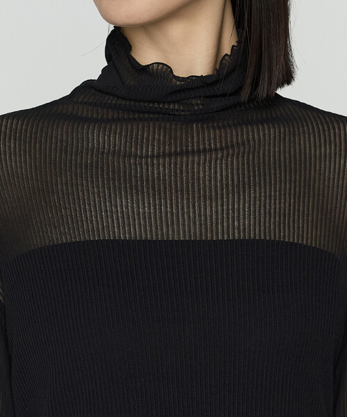 Gabardine K.T(ギャバジンケーティー)の「シアーテレコ スキントップス(Tシャツ/カットソー・レディース・オフホワイト/グレー/ブラック・9号)」の9枚目の写真