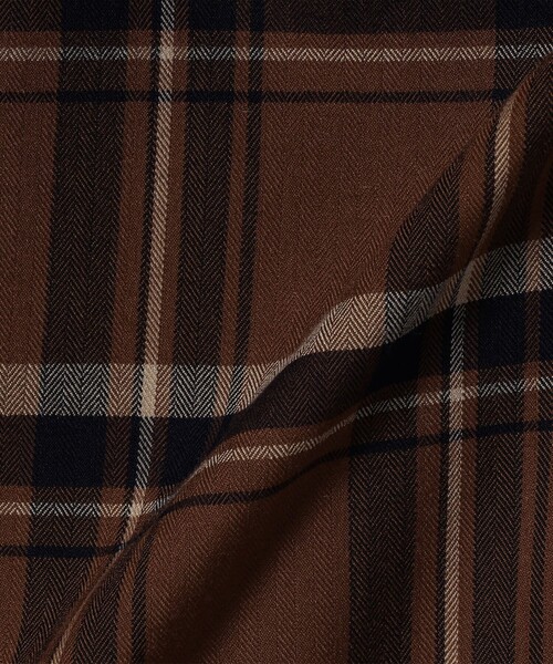 セール】quaranciel: バンドカラー ライン チェック ポケット シャツ