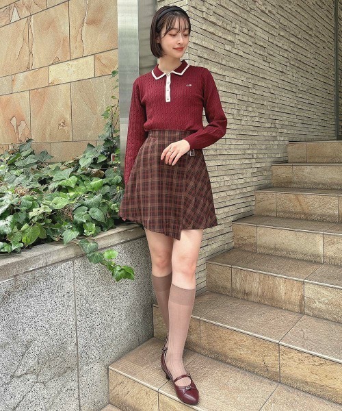 an another angelus（アンアナザーアンジェラス）の「エンブレム釦配色ラインニットポロ/fint フィント（ニット/セーター・レディース・ボルドー/ブラック・FREE）」の16枚目の写真