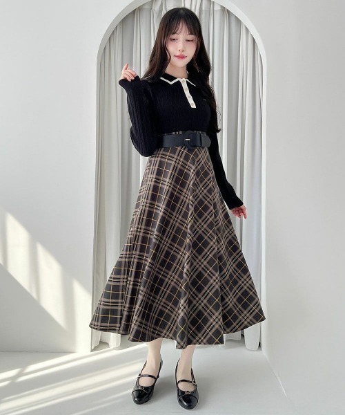 セール】エンブレム釦配色ラインニットポロ/fint フィント（ニット