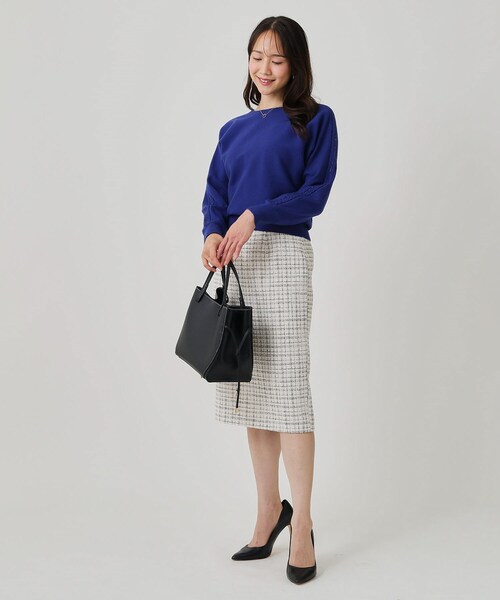 COUP DE CHANCE（クードシャンス）の「【日本製】ツイードタイトスカート（スカート・レディース・ネイビー系3/ホワイト系4・40/38/36/34）」の4枚目の写真