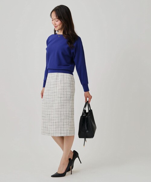 COUP DE CHANCE（クードシャンス）の「【日本製】ツイードタイトスカート（スカート・レディース・ネイビー系3/ホワイト系4・40/38/36/34）」の5枚目の写真