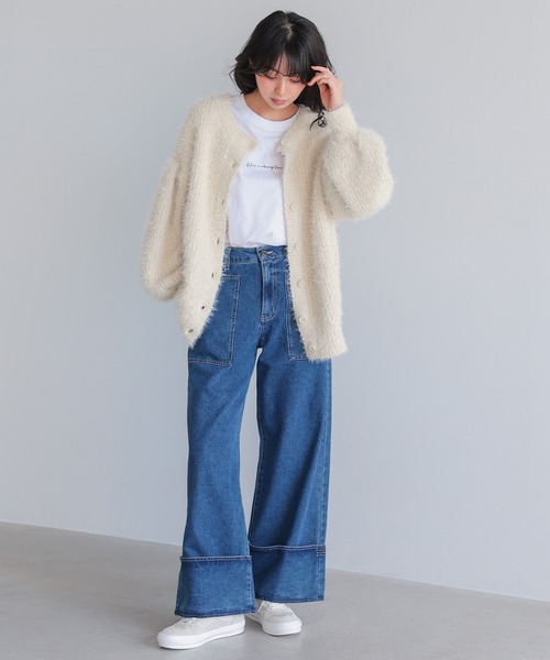 itto...(イット)の「シャギーニットカーディガン(ニット/セーター・レディース・レッド/グレイッシュベージュ/キナリ/ネイビー/グリーン・M)」の8枚目の写真