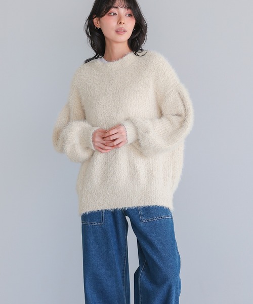 itto...(イット)の「シャギーニットカーディガン(ニット/セーター・レディース・レッド/グレイッシュベージュ/キナリ/ネイビー/グリーン・M)」の10枚目の写真