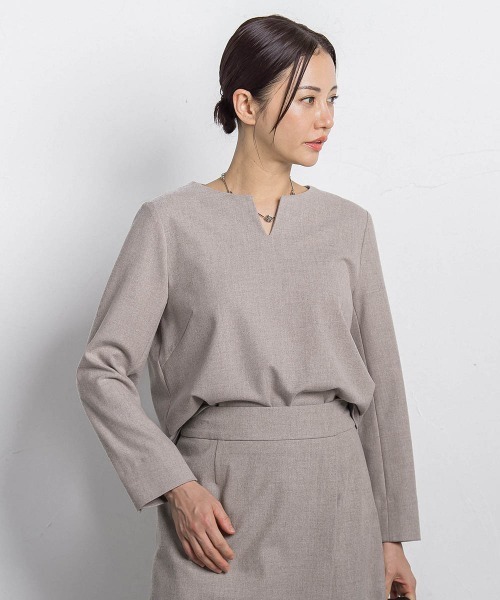 LAUTREAMONT(ロートレアモン)の「両面起毛キーネックブラウス(シャツ/ブラウス・レディース・ブラウン系その他/ブラック/ベージュ/オフホワイト/ブラウン/ダークグレー・9号)」の6枚目の写真