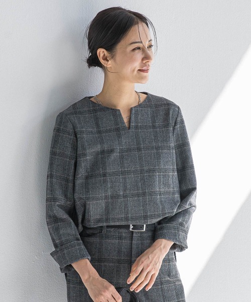 LAUTREAMONT(ロートレアモン)の「両面起毛キーネックブラウス(シャツ/ブラウス・レディース・ブラウン系その他/ブラック/ベージュ/オフホワイト/ブラウン/ダークグレー・9号)」の3枚目の写真