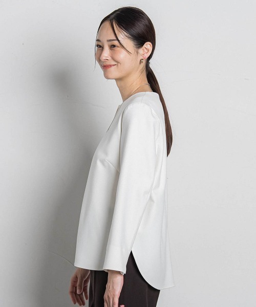 LAUTREAMONT(ロートレアモン)の「両面起毛キーネックブラウス(シャツ/ブラウス・レディース・ブラウン系その他/ブラック/ベージュ/オフホワイト/ブラウン/ダークグレー・9号)」の7枚目の写真