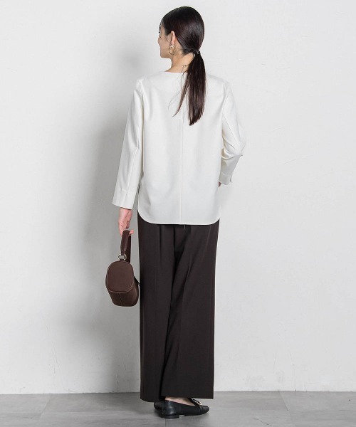 LAUTREAMONT(ロートレアモン)の「両面起毛キーネックブラウス(シャツ/ブラウス・レディース・ブラウン系その他/ブラック/ベージュ/オフホワイト/ブラウン/ダークグレー・9号)」の14枚目の写真