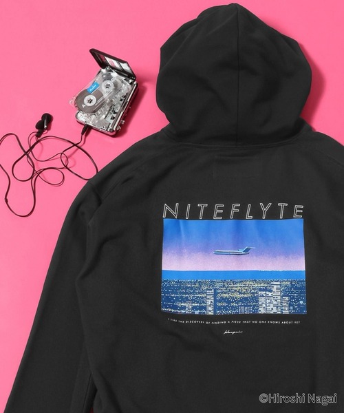 GLOBAL WORK（グローバルワーク）の「永井博コラボ/スウェットパーカー/602835（Tシャツ/カットソー・メンズ・その他1/その他2/ブラック/グレー系その他6・SMALL/LARGE/MEDIUM）」の6枚目の写真