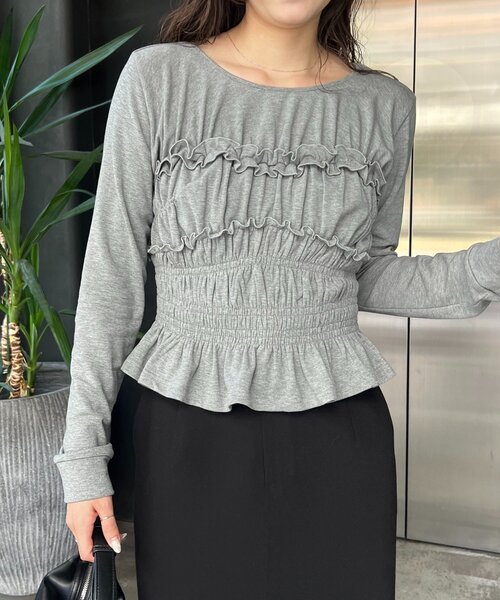 CAPRICIEUX LE'MAGE（カプリシューレマージュ）の「【体感＋4℃】ベアシャーリング裏起毛トップス（Tシャツ/カットソー・レディース・ブラック/アイボリー/グレー・FREE）」の3枚目の写真