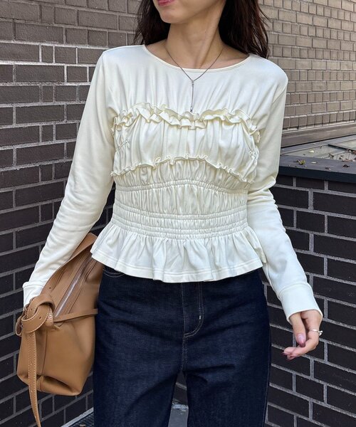 CAPRICIEUX LE'MAGE（カプリシューレマージュ）の「【体感＋4℃】ベアシャーリング裏起毛トップス（Tシャツ/カットソー・レディース・ブラック/アイボリー/グレー・FREE）」の5枚目の写真