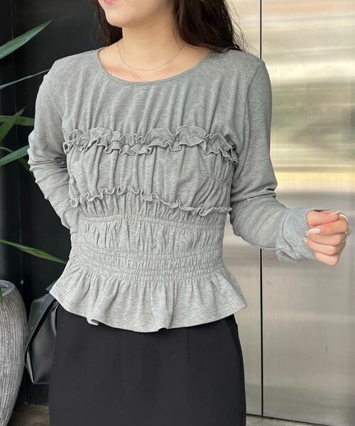 CAPRICIEUX LE'MAGE（カプリシューレマージュ）の「【体感＋4℃】ベアシャーリング裏起毛トップス（Tシャツ/カットソー・レディース・ブラック/アイボリー/グレー・FREE）」の17枚目の写真