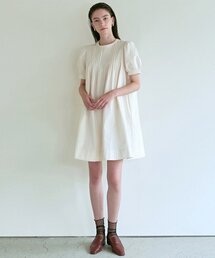 PINTUCK BUTTON DRESS_CREAM
