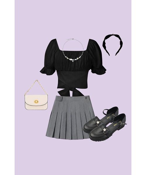 AVANDRESS(アバンドレス )の「BACK RIBBON SQUARE Short-sleeve BLOUSE BLACK(シャツ/ブラウス・レディース・その他・FREE)」の6枚目の写真