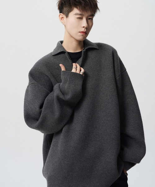 WESTBOY(ウエストボーイ)の「ルーズシルエット ポロネックセーター WO25W4TP03【WB ORIGINALS】【2025AW】(ニット/セーター・メンズ・ホワイト/グレー・XL/M/L)」の8枚目の写真