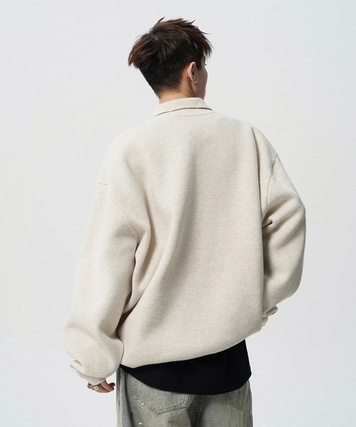 WESTBOY(ウエストボーイ)の「ルーズシルエット ポロネックセーター WO25W4TP03【WB ORIGINALS】【2025AW】(ニット/セーター・メンズ・ホワイト/グレー・XL/M/L)」の15枚目の写真