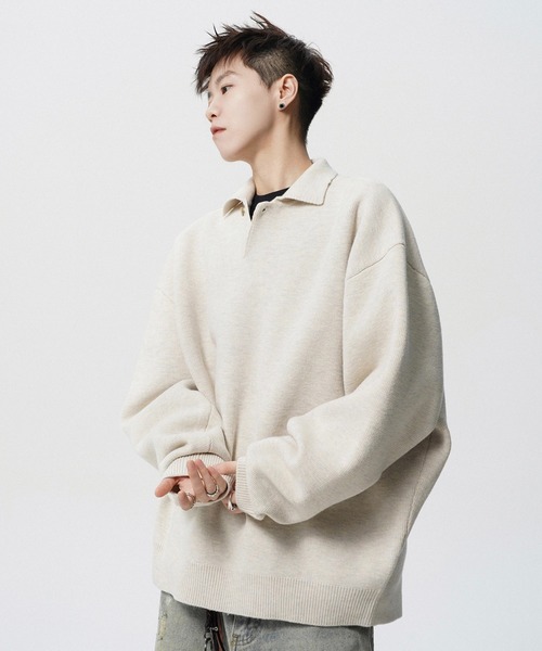 WESTBOY(ウエストボーイ)の「ルーズシルエット ポロネックセーター WO25W4TP03【WB ORIGINALS】【2025AW】(ニット/セーター・メンズ・ホワイト/グレー・XL/M/L)」の18枚目の写真