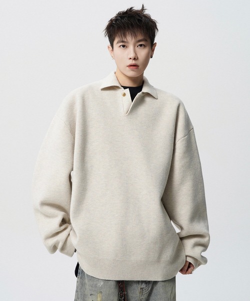 WESTBOY(ウエストボーイ)の「ルーズシルエット ポロネックセーター WO25W4TP03【WB ORIGINALS】【2025AW】(ニット/セーター・メンズ・ホワイト/グレー・XL/M/L)」の19枚目の写真