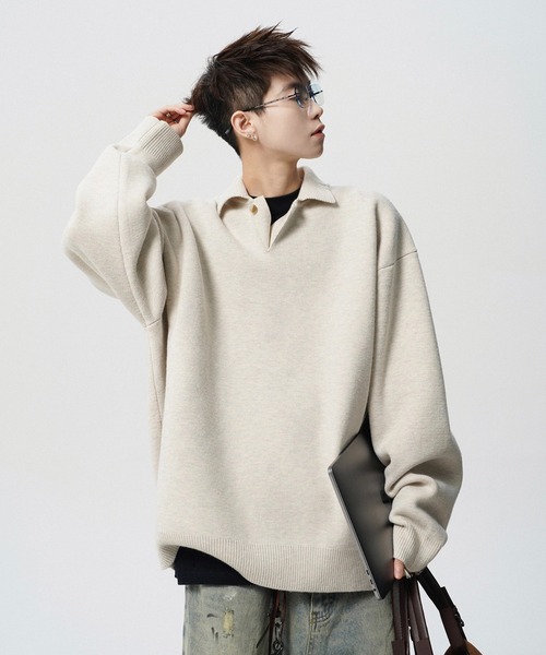 WESTBOY(ウエストボーイ)の「ルーズシルエット ポロネックセーター WO25W4TP03【WB ORIGINALS】【2025AW】(ニット/セーター・メンズ・ホワイト/グレー・XL/M/L)」の20枚目の写真