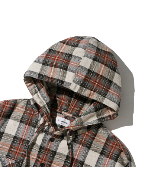 F.ILLUMINATE(フィルミネイト)の「クロスチェックフードシャツ-オレンジ(シャツ/ブラウス・レディース・その他・LARGE/SMALL/MEDIUM)」の6枚目の写真