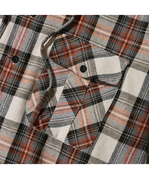 F.ILLUMINATE(フィルミネイト)の「クロスチェックフードシャツ-オレンジ(シャツ/ブラウス・レディース・その他・LARGE/SMALL/MEDIUM)」の5枚目の写真