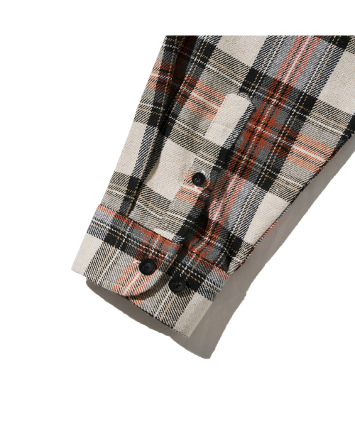F.ILLUMINATE(フィルミネイト)の「クロスチェックフードシャツ-オレンジ(シャツ/ブラウス・レディース・その他・LARGE/SMALL/MEDIUM)」の4枚目の写真