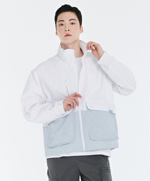 共用カラーブロックフード脱着ジャンパー-CBRU4122C01（ナイロン