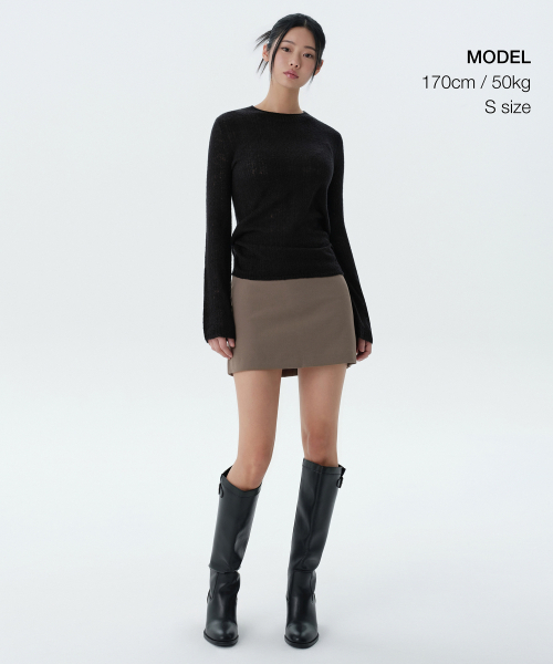 MUSINSA STANDARD WOMAN(ムシンサスタンダードウーマン)の「レディースベーシックミニスカート【ダスティベージュ】(スカート・レディース・その他・X-SMALL/SMALL/MEDIUM/LARGE)」の2枚目の写真