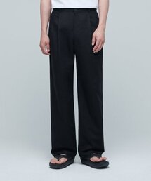 コットンリネンツータックワイドパンツ【ブラック】
