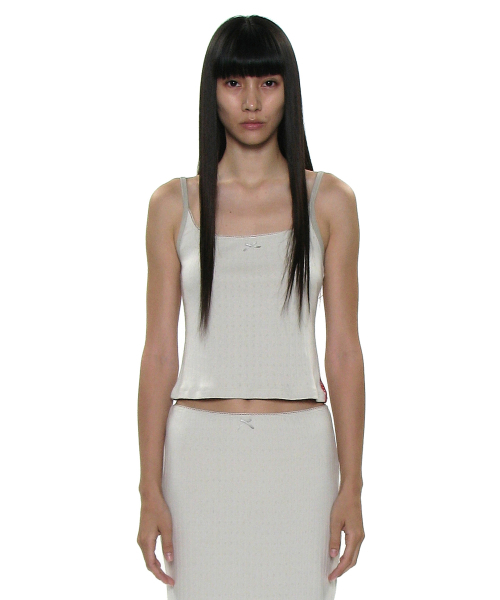 PARTIMENTO WOMEN(パルティメントウィメン)の「PWC レーストリムアイレットスリーブレス_ミントグレー(Tシャツ/カットソー・レディース・その他・SMALL/MEDIUM/LARGE)」の1枚目の写真