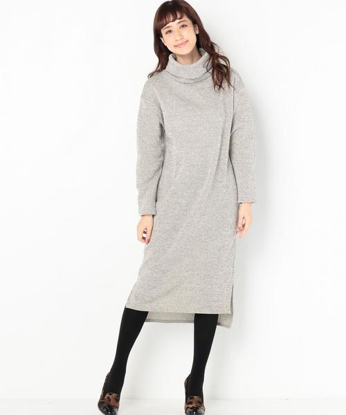 Another Edition（アナザーエディション）の「フリースロングワンピース2/AEBC フリースLOOSE ロング OPⅡ◆（ワンピース・レディース・ネイビー/ライトグレー・フリー）」の2枚目の写真