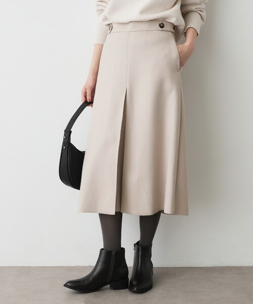 Dessin（デッサン）の「メルトンジャージボックスタックスカート（スカート・レディース・ナチュラル/ホワイト系/ブラック・00/01/02/03）」の3枚目の写真