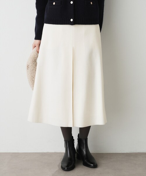 Dessin（デッサン）の「メルトンジャージボックスタックスカート（スカート・レディース・ナチュラル/ホワイト系/ブラック・00/01/02/03）」の4枚目の写真